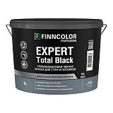 Краска интерьерная для стен и потолков Finncolor Expert Total Black, глубокоматовая, черная, 9 л